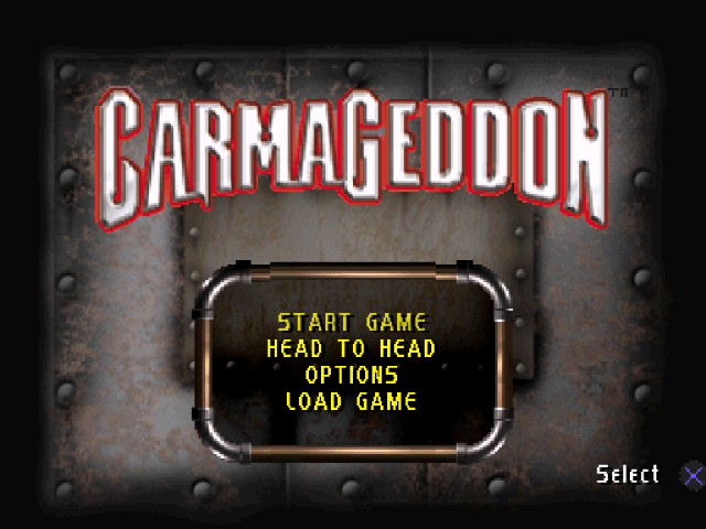 Carmageddon title screen for Playstation